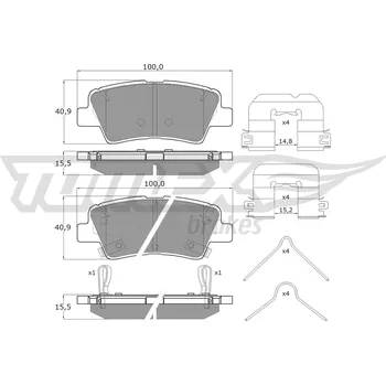 Brzdová destička Sada brzdových destiček, kotoučová brzda TOMEX Brakes TX 17-481