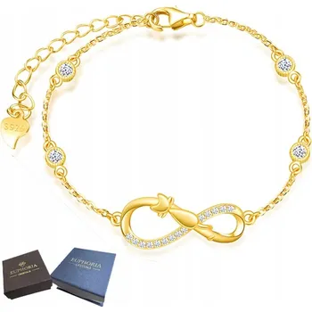 Náramek Pozlacený Náramek s Zirkony, Dárek, Stříbro 925