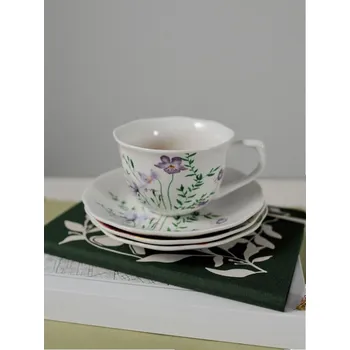 Sinsay - Šálek a podšálek s květinovým vzorem - levandulová - 128HZ-04P - 128HZ-04P-ONE