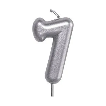 Dortová svíčka ALBI Svíčka dortová stříbrná 5 cm číslo 7