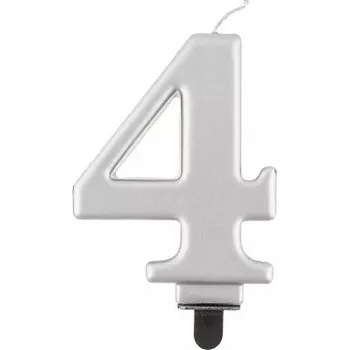 Dortová svíčka ALBI Svíčka dortová stříbrná číslo 4