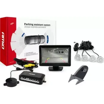 Auto-moto AMIO Parkovací asistent TFT01 4,3" s kamerou HD-502-IR 4-senzorové stříbrné