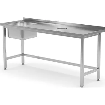 Jídelní stůl TECHNICA Stůl s dřezem na levé straně a výpustí 1400x700x850 mm | TECHNICA, 237L1470