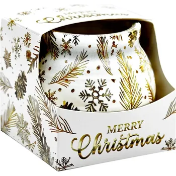 Svíčka Sklo Dekor 80 x 72 mm Christmas gold pattern vonná svíčka 70 gram 245 gram