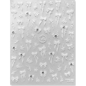 EXPA-nails Zdobení č.027 - Mašličky bílé s kamínkami