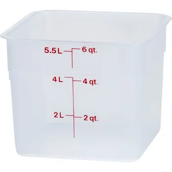 Dóza na potraviny Transparentní polypropylenová nádoba na potraviny CamSquare, Cambro, 5,7 l, 5,7L, Průhledná, 215x215x(H)185mm