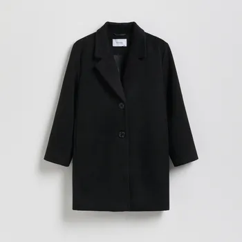 Dívčí oblečení Reserved - Jednořadý kabát - černý - 416HR-99X - 416HR-99X-158