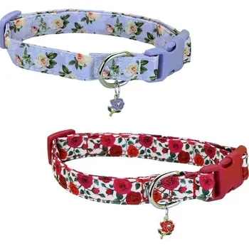 Obojek pro psa Newtensina módní obojek pro psy s květinovým vzorem a květinovým přívěskem, 2 kusy, pro středně