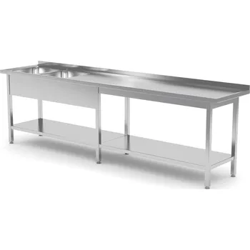 Jídelní stůl TECHNICA Stůl s dvojitým umyvadlem, levý, s policí 2300x600x850 mm | TECHNICA, 2236L2360