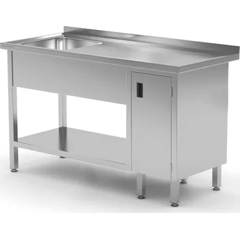 Jídelní stůl TECHNICA Stůl s jedním umyvadlem, levý, se skříňkou a policí 1000x700x850 mm | TECHNICA, 217L1070