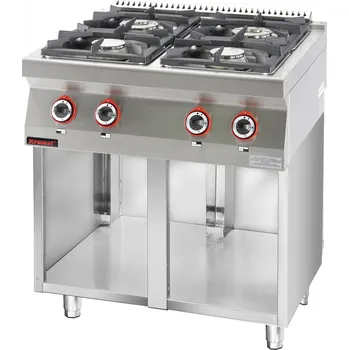 Sporák KROMET Plynový sporák se 4 hořáky na otevřeném skříňovém podstavci, 800x700x900 mm | KROMET, 700.KG-4.S
