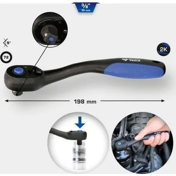 Gola hlavice Brilliant Tools BT021900 3/8" ráčna s přepínací páčkou