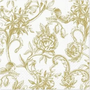 Papírový ubrousek Ubrousky PAW Dekor L (20ks) Baroque flowers gold