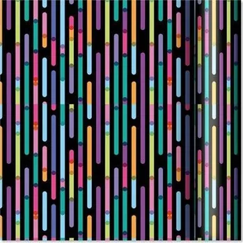 Balící papír ALBI Dárkový papír - role 2 m × 70 cm - Barevné proužky na černé