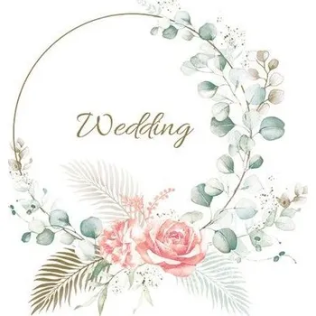 Papírový kapesník Ubrousky MAKI L (20ks) Wedding Eucaliptus abd Roses Wreath