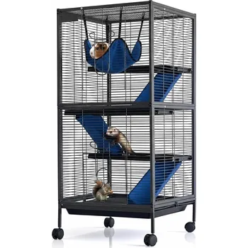 Klec pro hlodavce křečka s kolečky kovová Porto | černá, Barvy a parametry Materiál kov