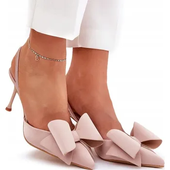 Dámské lodičky LODIČKY NA JEHLÁCH S OTEVŘENOU PATOU A MAŠLÍ ELEGANTNÍ BÉŽOVÉ VEL. 41