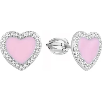 Náušnice MOISS stříbrné náušnice SRDCE SMALT