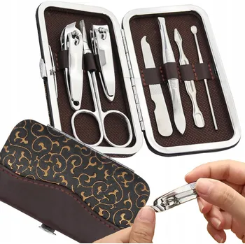 SADA NA NEHTY POMŮCKA MANIKÚRA PEDIKÚRA POUZDRO KLEŠTĚ 7 PRVKŮ