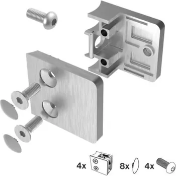 Hahn Steel Držák skla 45x45mm pro sloupek O42,4 mm, model 23 - SET 4ks, nerez AISI 304, broušený
