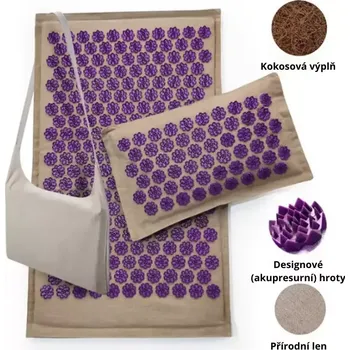 Akupresurní podložka Akupresurní podložka s kokosovou výplní - Béžová – fialové hroty