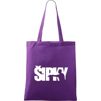 Šipky - nápis se šipkařem - Taška bavlněná - 42 x 38 cm ( Fialová )
