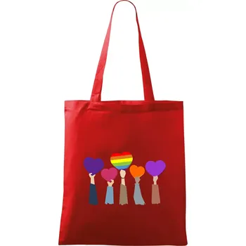 LGBT ruce srdce - Taška bavlněná - 42 x 38 cm ( Červená )