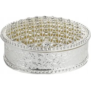 Šperkovnice Šperkovnice na bižuterii Swarovski, stříbrná krabička, kulaté zirkony