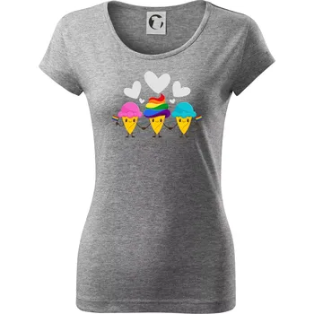 Dámské tričko LGBT zmrzliny - Dámské triko Pure - M ( Tmavě šedý melír )