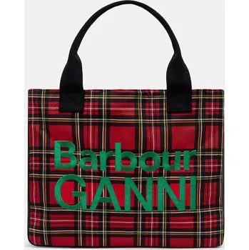 Kabelka Bavlněná kabelka Barbour x GANNI Wax Tote Bag, ONE SIZE, červená, 33X