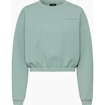 PORSCHE Crew-neck jumper Cayenne Electric Lifestyle Svetr dámský s výstřihem ke krku krátký volnočasový sportovní mátová zelená (Zkrácený svetr s žebrovanými manžetami ze super měkkého materiálu.)