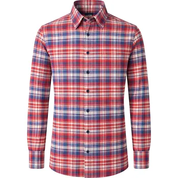 Pánská košile Velká pánská košile s dlouhým rukávem v kostce Redmond 261080111-500 červeno-modrá (4XL)