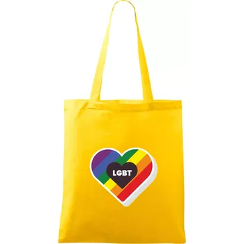 Nákupní taška LGBT srdce duhové - Taška bavlněná - 42 x 38 cm ( Žlutá )