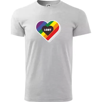 Pánské tričko LGBT srdce duhové - Triko extra velké (5-8XL) - 8XL ( Světlešedý Melír )