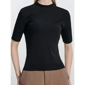 Dámské tričko Sinsay - Bavlněné tričko Basic - černá - 517EU-99X - 517EU-99X-XL