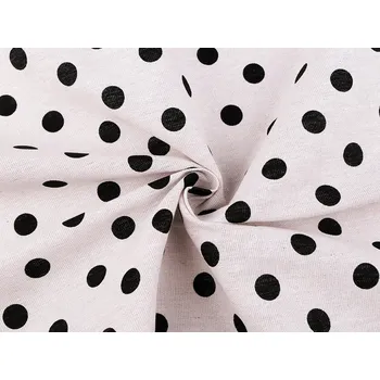 Výprodej - Bavlněná metráž / imitace lnu hrubší, puntíky - režná Varianta: režná, Balení: 1 m