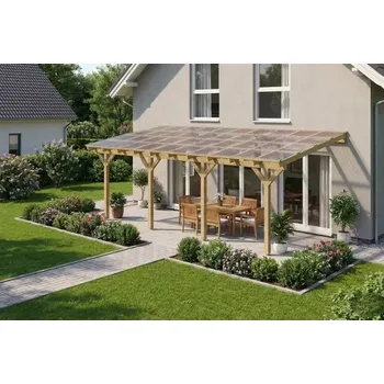 Pergola Dřevěná pergola ke zdi domu 650x300