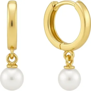 Náušnice Náušnice ze žlutého zlata koružky s bílou perličkou JMG0084WGE03 + DÁREK ZDARMA