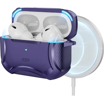 Příslušenství pro sluchátka ESR - Cyber Armor Tough Case HaloLock - Apple AirPods Pro 1 / 2 - Fialová