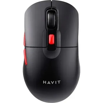 Myš Havit - Bezdrátová myš (MS59WB) - 2,4 GHz, 800/1200/1600 DPI, ABS, PC, baterie AA - černá / červená