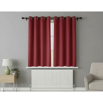 Zatemňovací krátký závěs s kroužky "BLACKOUT" NEW VITORIA 135x160 cm červená (cena za 1 kus) Mybesthome