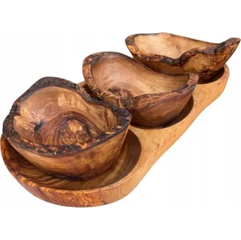 Sada 3 Misky z olivového dřeva DMI8 s mísou na svačinu