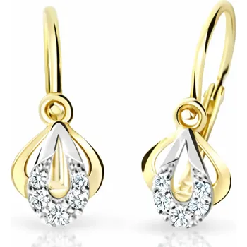 Náušnice Leru Zlaté dětské náušnice Kapky se zirkony