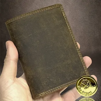 Peněženka Pánská kožená peněženka HUNTER na výšku | Pravá kůže & monogram na přání Vyberte variantu: + ražba monogramu (A) Okrasně Monotype Cors. + Akce - zlatá mince Pro štěstí ZDARMA