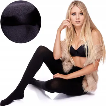 Dámské punčochy Hladké Punčocháče Anet Zateplené fleecem 330 DEN Černé, univerzální velikost