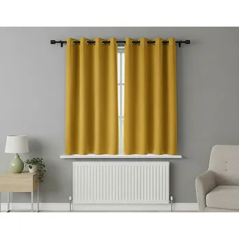 Zatemňovací krátký závěs s kroužky "BLACKOUT" NEW VITORIA 135x160 cm mustard/hořčicová (cena za 1 kus) Mybesthome