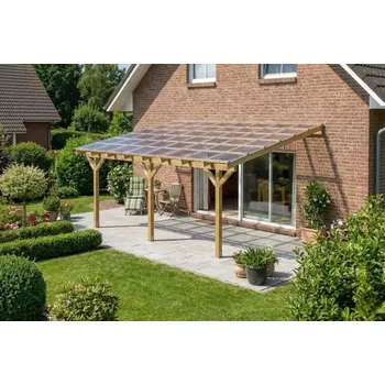 Pergola Dřevěná pergola ke zdi domu 500x400