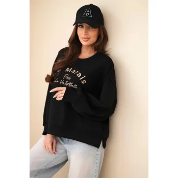 Dámská mikina Dámská mikina máslová s výšivkou volného střihu černý UNI