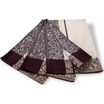 Utěrka Wooline Kuchyňské utěrky ornamenty hnědá 3ks, 50x70cm