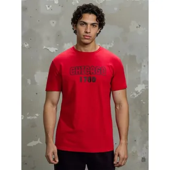 Pánské tričko Sinsay - Bavlněné tričko s krátkým rukávem - červená - 250HL-33X - 250HL-33X-M